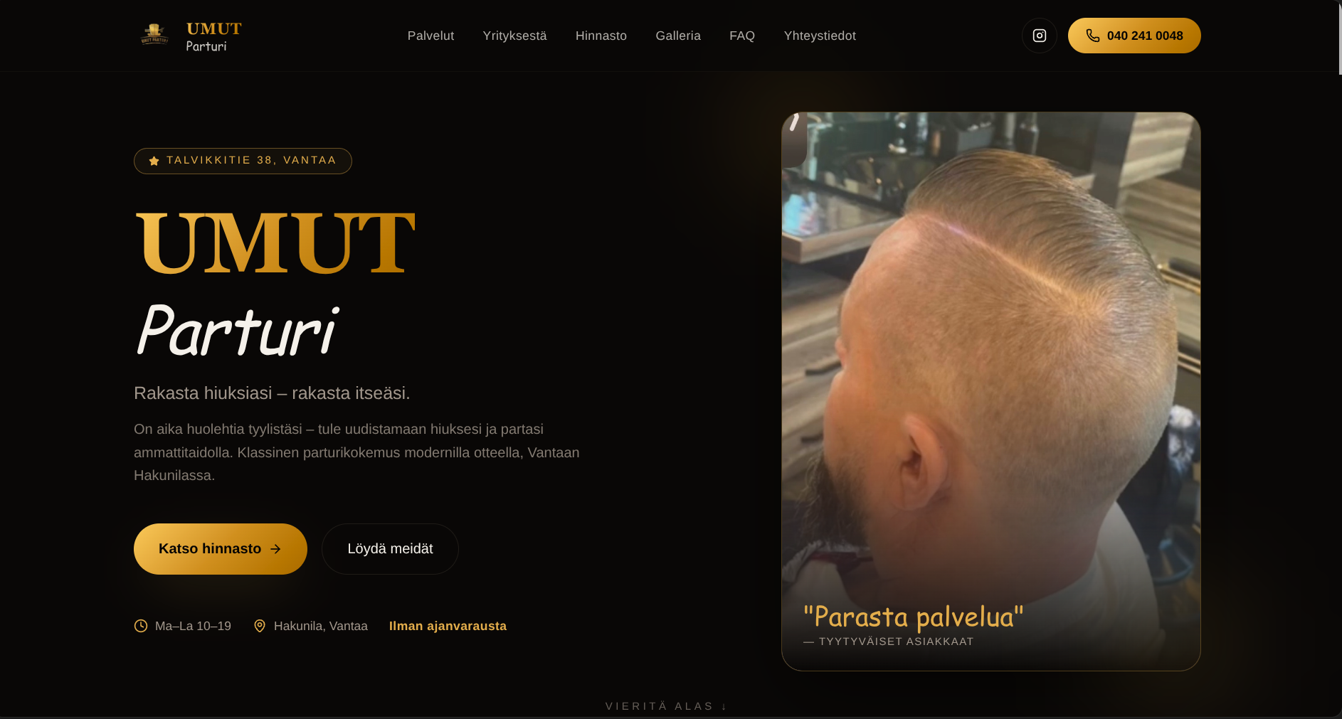 Umut Parturi — etusivun hero