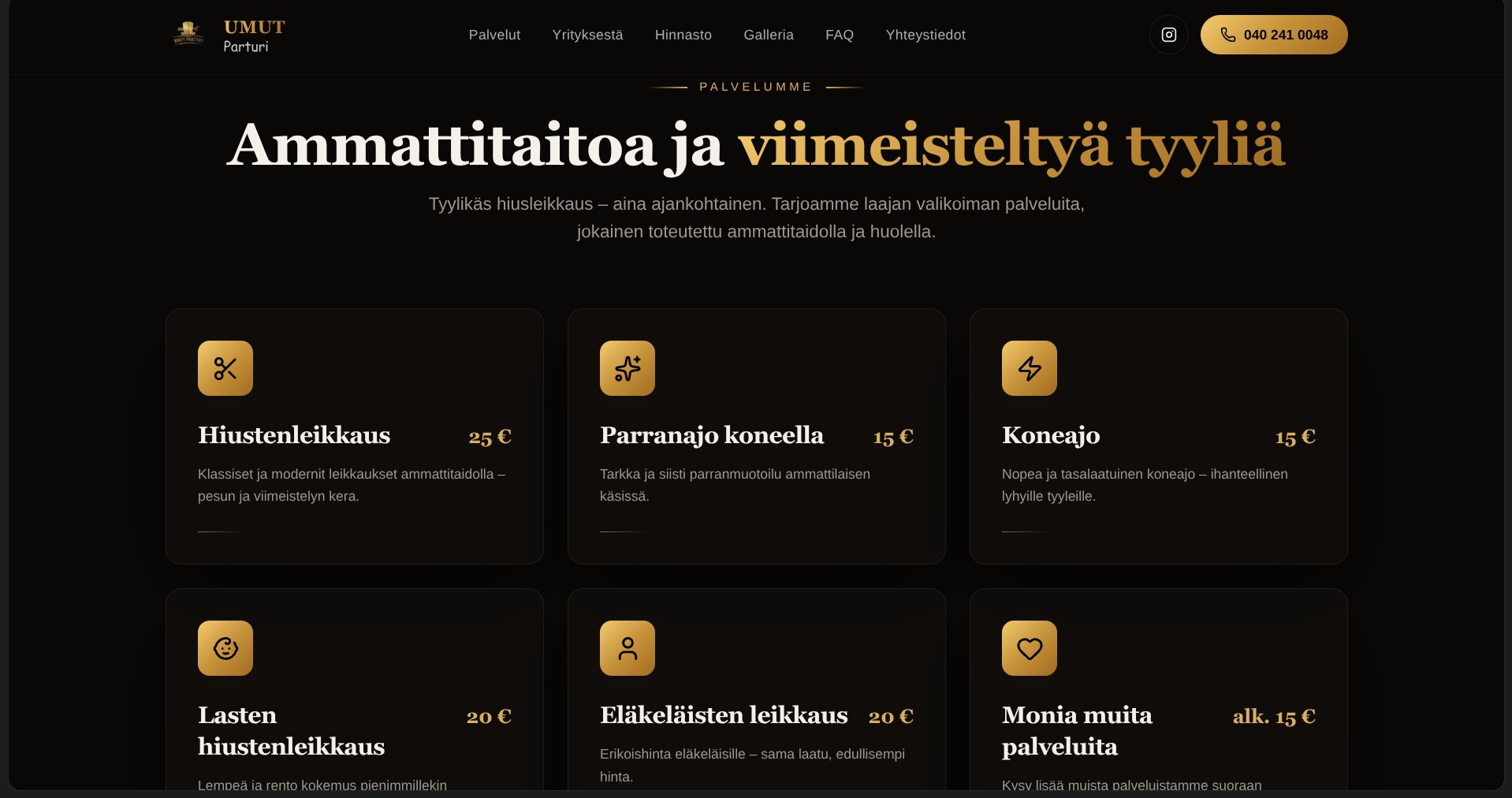 Umut Parturi — palvelut ja hinnasto